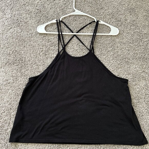 Threads 4 Thought Black Cross Strap Relaxed Tank Top Size Large Organic Cotton - Picture 4 of 6